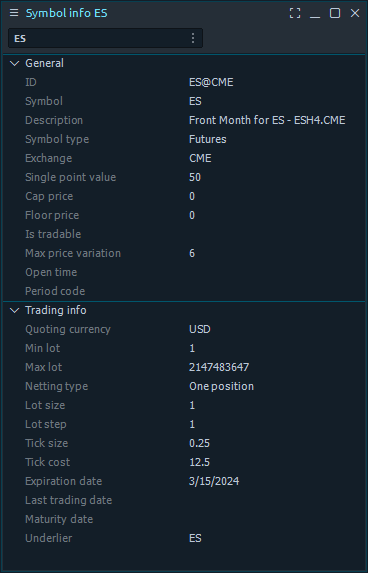 Symbol Info
