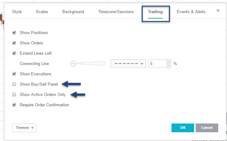 Tradingview Order Settings