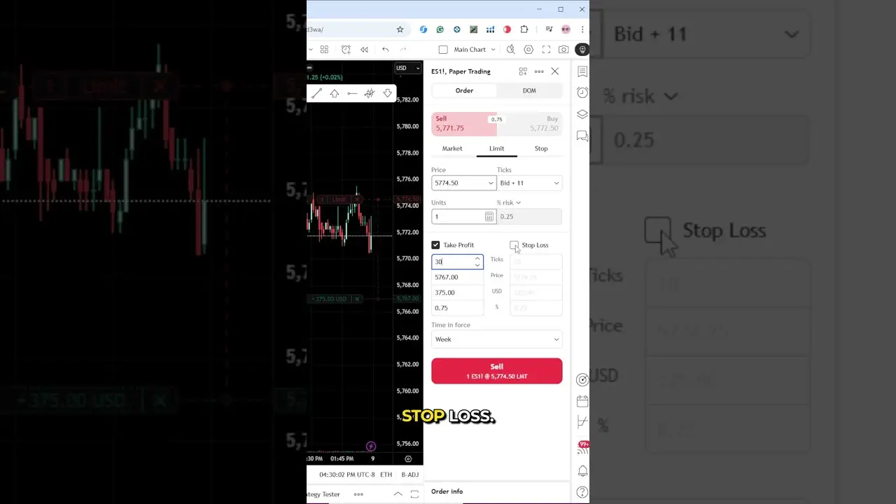 TradingView: How to Place a Limit Order #trading #tradingview #limitorder